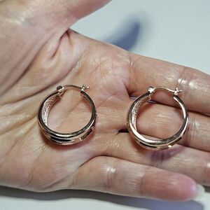 Classic Treasures 18K Gold Over Brass Diamond Accent Hoop Earrings